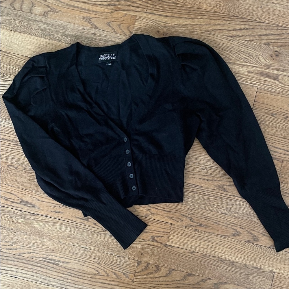 Danielle Bernstein Black Button-Up Sweater
